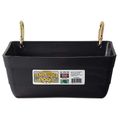 Little Giant FF11RED 4.5 Quart Heavy Duty Plastic Feed Trough Bucket Fence Feeder with Clips for Livestock & Pets, Black