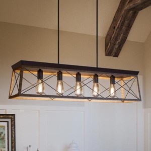 Urban Ambiance Luxury Luxe Industrial Linear Chandelier,  9"H x 38"W,  Olde Bronze Finish, UHP2126 - 1 of 4
