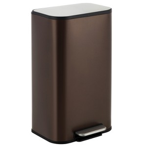 Trash Can for Kitchen, Stainless Steel Garbage Can, Rectangular Garbage Bin, Soft-Close Lid, Foot Pedal and Removable Inner Bucket - 1 of 4