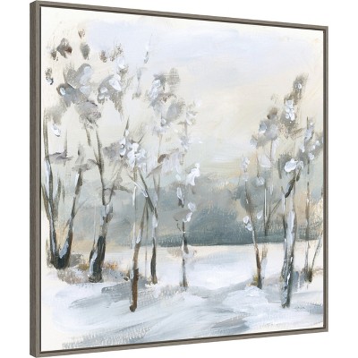 Snowy Winter Trees Framed Canvas Wall Art Print, 30 x 30