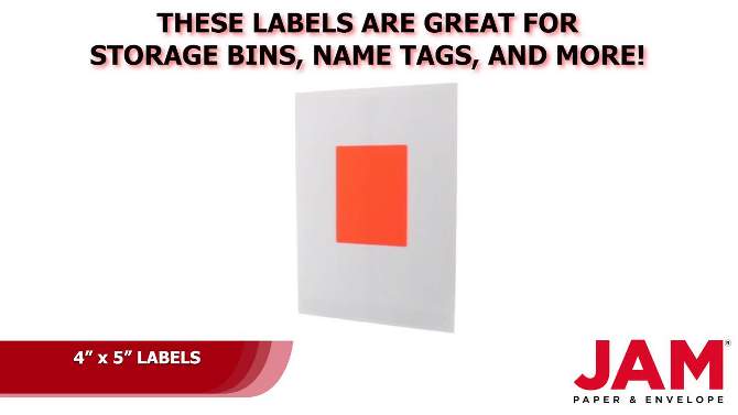 JAM Paper Shipping Labels 4&#34; X 5&#34; 120ct - Neon Red, 2 of 7, play video