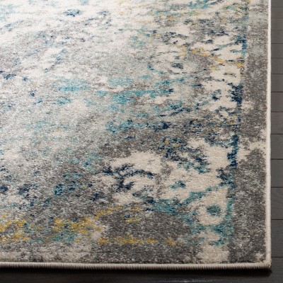 Madison Chic Metro-Mod Round Blue Synthetic Area Rug