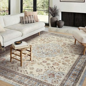 Fulvari Washable Area Rug Vintage Foldable Thin Rug Soft Low-Pile Non-Slip Stain Resistant Floor Indoor Outdoor Carpet - 1 of 4
