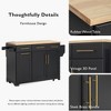 YOOCOZZ 59.3" Kitchen Island with Rubber Wood Drop Leaf, 2 Pull Out Organizers+Trash Can Storage, Power Outlet, Spice&Towel Rack - 4 of 4