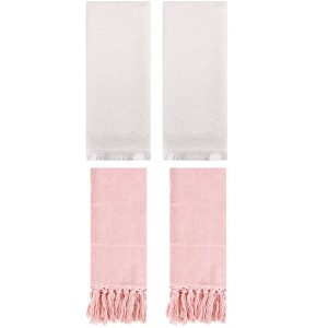 REGALWOVEN 4 Packs Cotton Absorbent Soft Turkish Hand Towels with tassel for Bathroom - 1 of 4