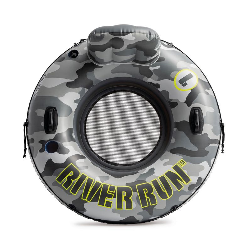 Intex 56835EP River Run I Camo Inflatable Floating Towable Water Tube Raft with Cup Holders and Handles for River, Lake, or Pools, Gray Camo (6 Pack), 4 of 8