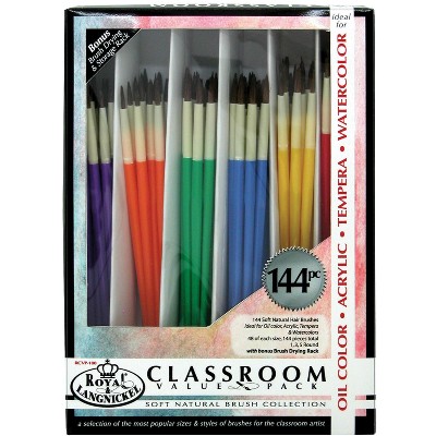 Royal Brush Paint Brushes, Round, Natural Hair, Assorted Sizes, pk of 144