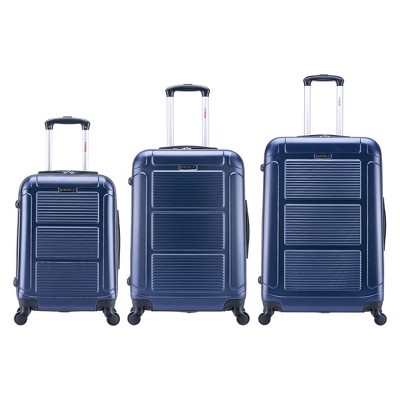 Inusa Pilot 3pc Hardside Checked Spinner Luggage Set - Navy Blue : Target