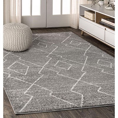Modern Moroccan Beni Souk 4' x 6' Braided Edge Rug in Gray and Cream