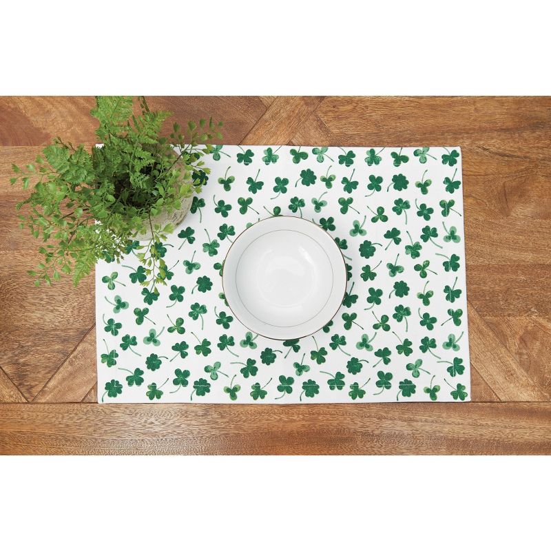 C&F Home Clover Placemat Set Of 6 Rectangle St Patrick's Day Shamrock Pattern Green Cotton, 3 of 7
