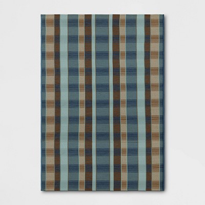 7'x10' Vertical Stripes Outdoor Area Rug Blue - Threshold™