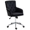 HOMCOM Mid-back Desk Chair with Button Tufted Velvet Back, Nailhead Trim, Swivel Home Office Chair with Adjustable Height, Padded Armrests, Black - 4 of 4