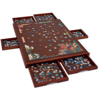 Support de plateau de puzzle Jumbl, Table de puzzle en bois de 23 po x 31  po avec 4 tiroirs de rangement et de tri
