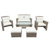 Outdoor 6-Piece Wicker Patio Conversation Set, Sectional Sofa with Glass Coffee Table and Ottomans, Sofa with Foam Cushions–Cuddlewood - 4 of 4