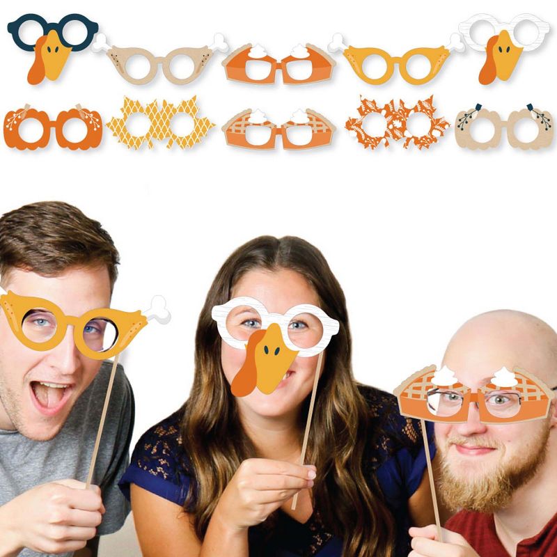 Big Dot of Happiness Happy Thanksgiving Glasses - Paper Card Stock Fall Harvest Party Photo Booth Props Kit - 10 Count, 2 of 6