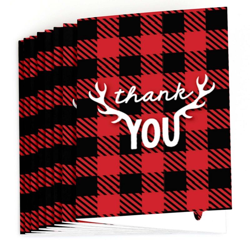Big Dot of Happiness Prancing Plaid - Christmas and Holiday Buffalo Plaid Party Thank You Cards (8 Count), 2 of 7