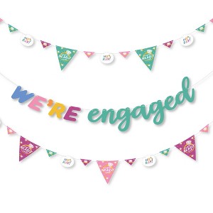 Big Dot of Happiness Just Engaged - Colorful - Engagement Party Letter Banner Decoration - 36 Banner Cutouts and We're Engaged Banner Letters - 1 of 4