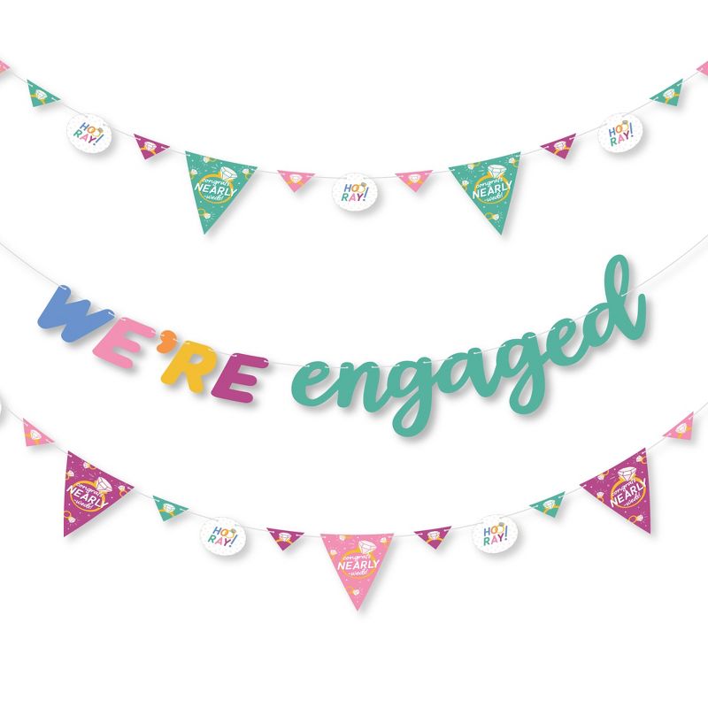 Big Dot of Happiness Just Engaged - Colorful - Engagement Party Letter Banner Decoration - 36 Banner Cutouts and We're Engaged Banner Letters, 1 of 8