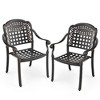 Tangkula 2 Pieces Cast aluminum patio chair bistro dining chair outdoor cast aluminum chair - 2 of 4