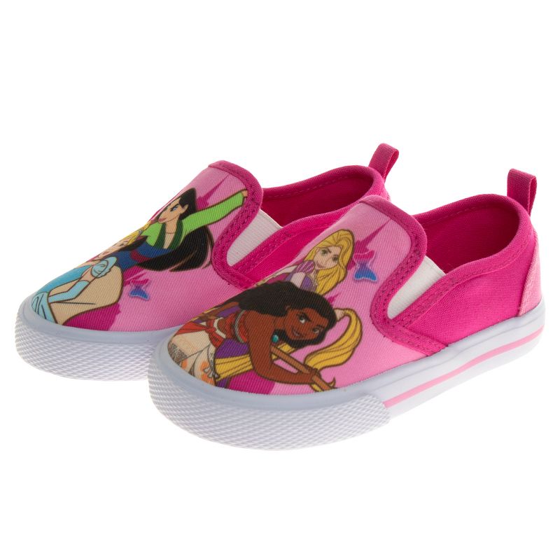 Disney Princess Girls No Lace Shoes - Kids Disney Character Loafer Low top SlipOn Casual Tennis Canvas Sneakers (size 5-12 toddler - little kid), 3 of 8