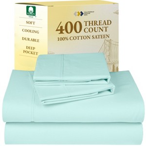 Cotton Sheets Set - Softest 400 Thread Count Bed Sheets, 100% Cotton Sateen, Cooling, Deep Pocket by California Design Den - 1 of 4