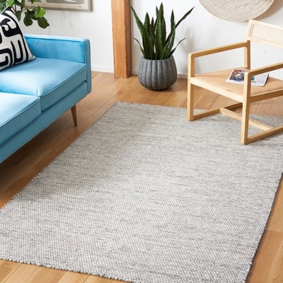 Ivory and Black Square Handwoven Wool Area Rug