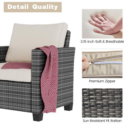 5 Pieces Patio Furniture Sets,Outdoor Sectional Sofa Wicker Conversation Couch for Coffee Table, Rattan Outdoor Furniture Backyards, Gardens