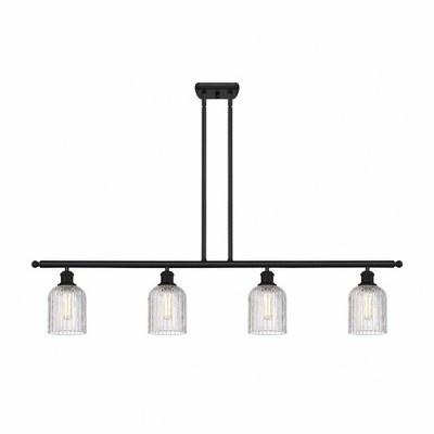 Bridal Veil - 4 Light Stem Hung Island In Art Deco Style-9.5 Inches Tall and 48 Inches Wide