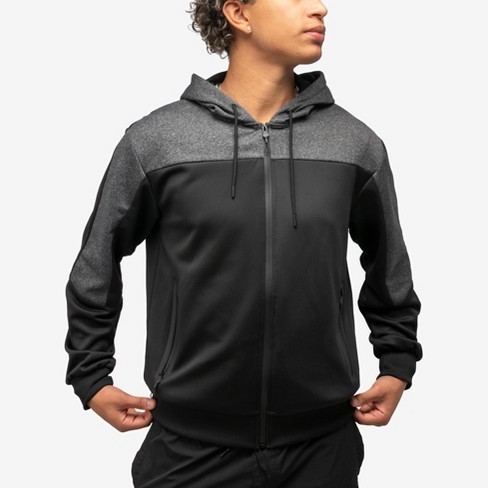 CULTURA Men's Track Hoodie in BLACK/HEATHER CHARCOAL Size M