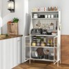 Tangkula 5-Tier Metal Baker's Rack Kitchen Pantry Cabinet w/ See-through Flip-up Door Pegboard Adjustable Shelf White - 3 of 4