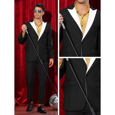 Мужские куртки INSPIRE CHIC Men's Classic Peak Lapel Single Breasted Business Suit Jackets Black X-Large — фото 3
