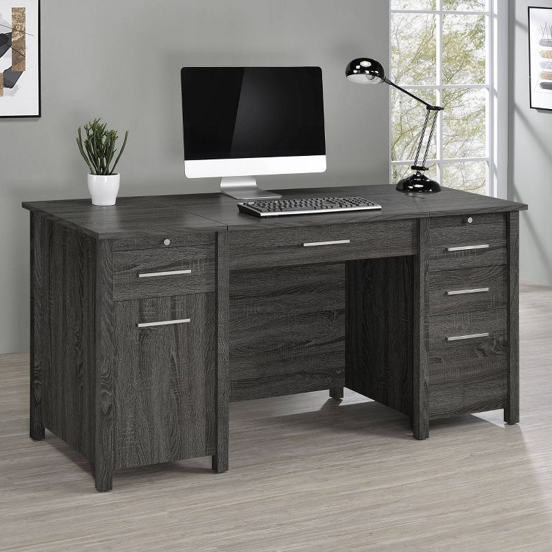 Dylan 4 Drawer Standing Office Desk with Cabinet - Coaster, 3 of 17