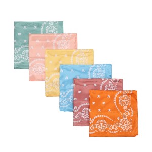 Bioworld Lightweight Satin Paisley Print  22"x22" 6-Pack Bandana Set - 1 of 4