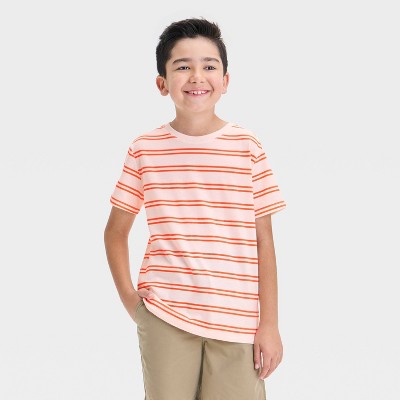 Boys' Short Sleeve Striped Pocket T-Shirt - Cat & Jack™ Neon Orange M