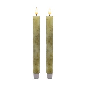 LumaBase Battery-Operated Birch Wood Taper Candles - Set of 2 - 1 of 4