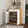 Okak Shoe Cabinet, Shoe Organizer with 2 Doors and 1 Shelf, Freestanding Shoe Rack for Entryway, Living Room, Hallway, Natural - 4 of 4