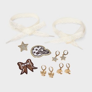 Game Day Football Helmet and Bow Patch Shoe Charm Set - Wild Fable™ Gold - 1 of 2