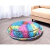 HomeRoots 32" X 32" Blue And Pink Round Horoscope Fabric Floor Throw Pillow Cover with Pompoms - 2 of 4