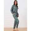 cheibear Women's Star Long Sleeve Printed Lounge Set Sweatshirt Jogger Pants 2 Pcs Pajama Sets - 2 of 4