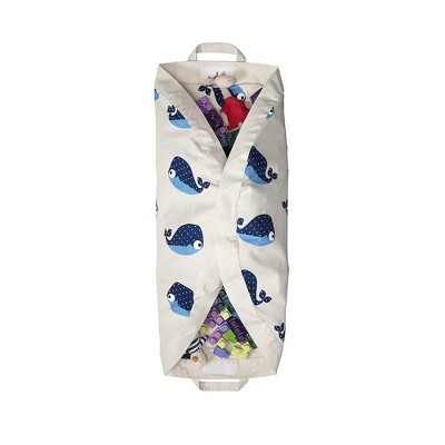 Blue Whale Cotton Convertible Toy Storage Bag and Play Mat