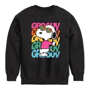 Boys' - Peanuts - Groovy Stacked Graphic Long Sleeve Fleece Sweatshirt - 1 of 4