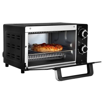 Compact Black Stainless Steel 4-Slice Convection Toaster Oven