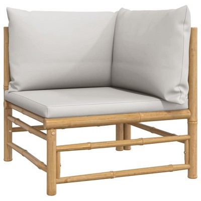 Light Gray Cushioned Bamboo 4-Piece Patio Lounge Set