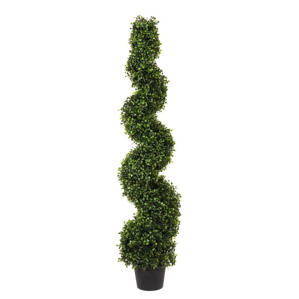 Photos - Garden & Outdoor Decoration Vickerman Artificial Boxwood Spiral On Pot (UV) (4') - : UV-Resistant Faux Topiary, Indoor/Outdoor Decor 