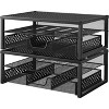 Simple Trending 2 Pack 2 Tier Metal Monitor Riser Stand and Computer Desk Organizer with Drawer, Black - 2 of 4