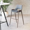 Zuo Modern Desi Barstool, Set Of 2, 39" High Azure Gray Faux Leather Seat With Walnut Finish Steel Frame - 3 of 4
