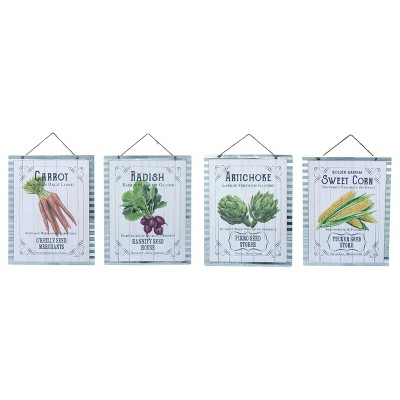 Transpac MDF/Metal Veggie Sign Set of 4 Spring Home Decorations