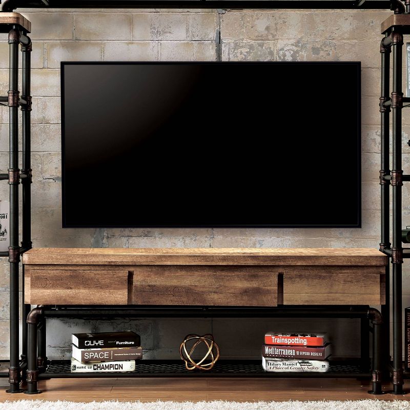 Stonehedge Industrial Pipe Inspired TV Stand for TVs up to 60&#34; Black/Natural - HOMES: Inside + Out, 3 of 6