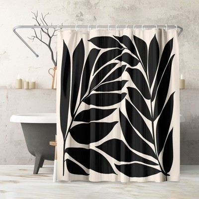 Black Seagrass Shapes by Modern Tropical - botanical Abstract Shower Curtain - Americanflat