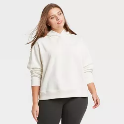 Women's Plus Size Hooded All Day Fleece Sweatshirt - A New Day™ Cream 2X